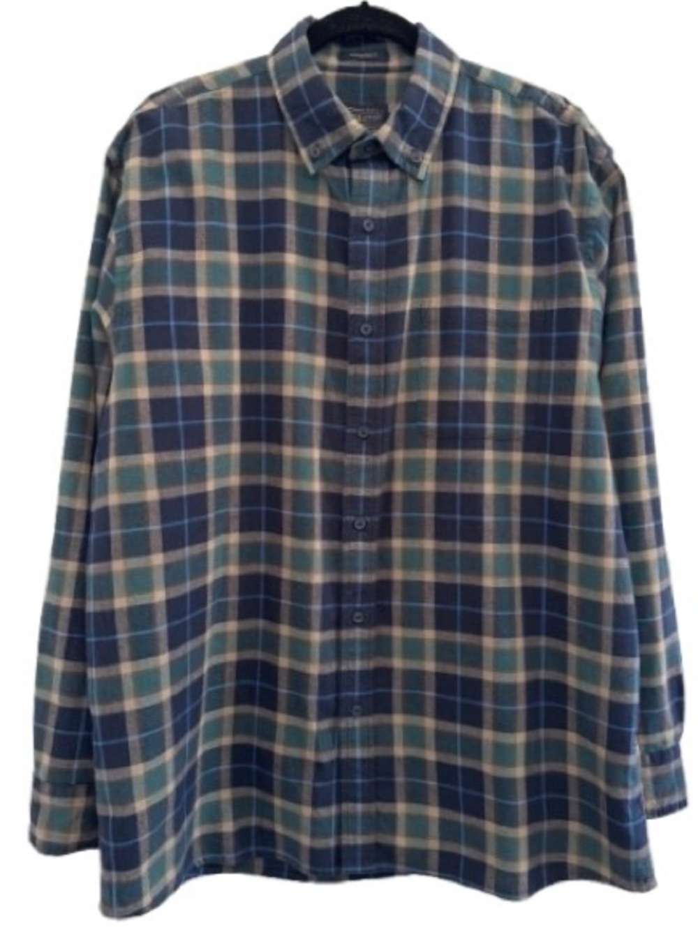 Pendleton Somerset Button-Down Shirt Blue Green Plaid Cotton Wool Long Sleeve